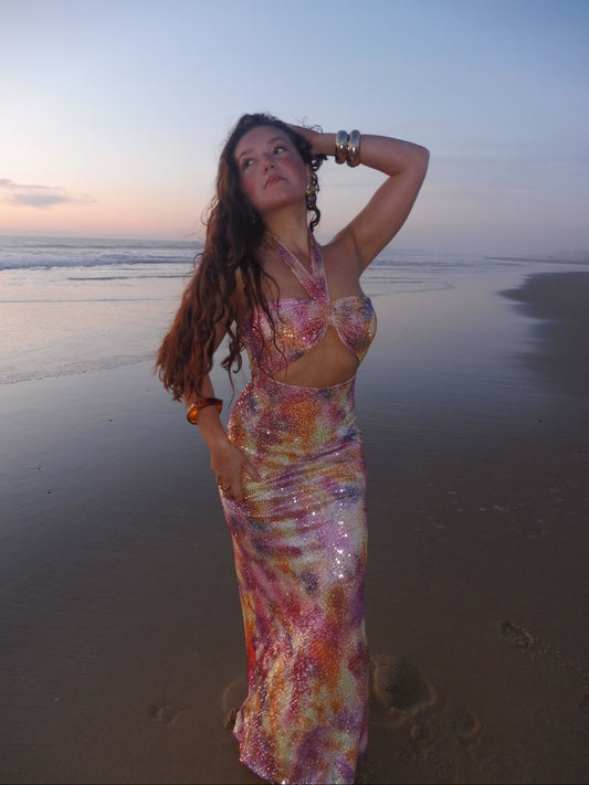 Robe sequin rose